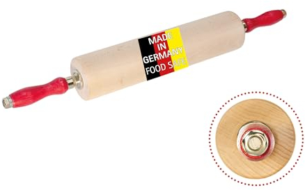 Nudelholz Profi Teigroller aus einem Stück Buchenholz, Kugelgelagert (Teigrolle, Backrolle) (35cm)