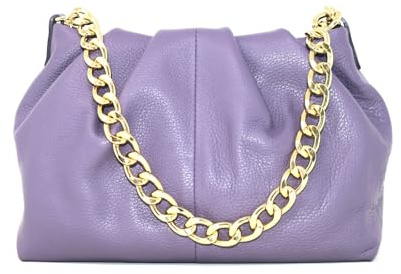 Superflybags Mujer Bolso de mano en Piel verdadera con Bandolera de Cadena Modelo RACHEL 30x20x12 Made in Italy