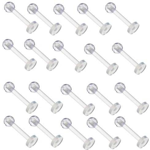 BZKSER retainers - 20 pcs Lippenpiercing Stecker Retainer Durchsichtig Plastik Ring Retainer Flexible Ohrstecker Tragus Helix Piercing Retainer Kunststtoff Cartilage Ohrpiercing,Mehrzweck