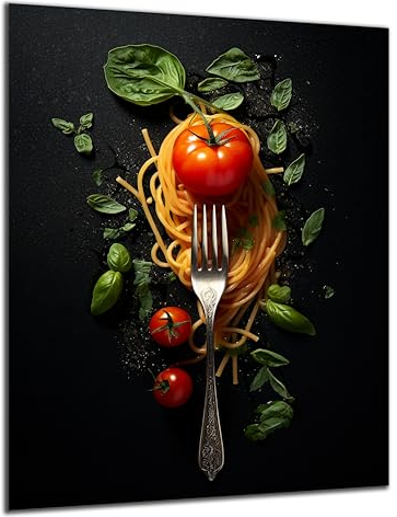 Munera Design - Bild 30x40 - Gabel Pasta Tomate - Wand-Bilder Küche Ess-Zimmer