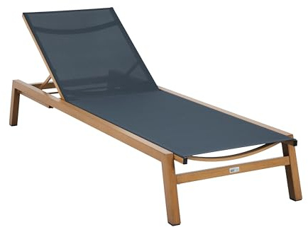 AXI Logan Gartenliege in Holz Look/Anthrazit | Sonnenliege aus Aluminium mit Verstellbarer Rücklehne - 5 Positionen | Sonnenbett/Liege für Draußen/Garten