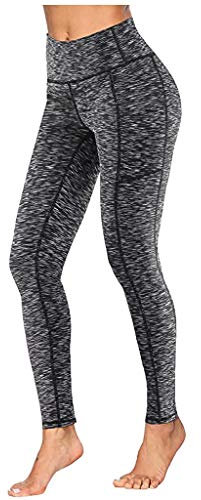 Kompressionsstrumpfhose für Damen, einfarbig, sportlich, sexy Leggings für Damen, dehnbar, aktive Hose, gemusterte Strumpfhose für Damen, Bauchkontrolle, ultraweiche Workout-Hose, dunkelgrau, L