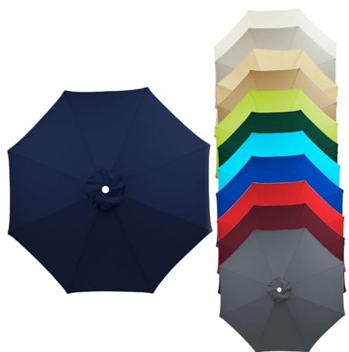 Patio umbrella Replacement Canopy Sun Umbrella Replacement Cloth 6 Arms/8 Arms Garden Parasol Replacement Fabric 2.7M/2.7M/3.0M Replacement Parasol Cover, Market Table Umbrella Canopy Fade Resistant (