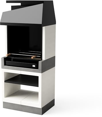 TUOZI - Einbaugrill für Holz und Holzkohle Modell KITAWAY OTTE (Grau/Weiß - 84 x 63 x 206 cm) REF: T00170 - Für den Außenbereich