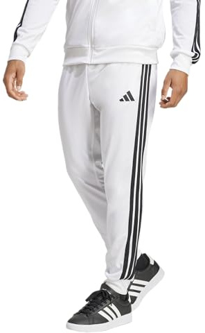 Adidas Mens 3-Stripes Tricot Regular Tapered Sportswear Track Pants, White/Black, Medium