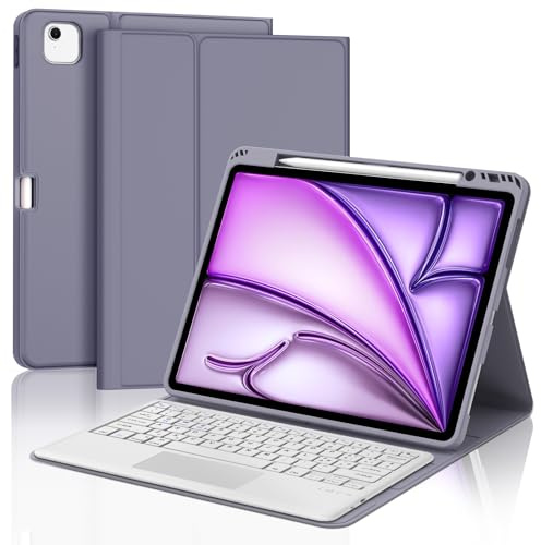 IVEOPPE Tastiera iPad Air 13 M3 2025/M2 2024 con Touchpad, Cover Tastiera Trackpad Italiano QWERTY Magnetico Staccabile Bluetooth con Portapenna per iPad Air 13 2024/2025, Viola lavanda