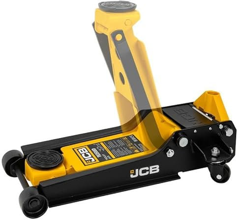 JCB Hydraulic Trolley Jack, 3 Tonnes Capacity, 98-535mm Lift Height, Yellow/Black