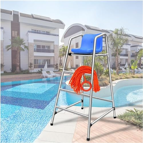 AviiSo Stahl Poolleiter Robuste Outdoor-Stühle für Erwachsene, Kinder, 120 cm/150 cm/180 cm hoch Schiedsrichterstuhl mit langer Lebensdauer mit ABS-Komfortsitz, Belastbar mit 300 kg(150cm/59in high Ch
