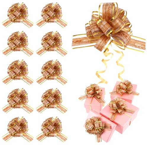 Andibro 10 Stück Geschenkschleife, 10 cm Ziehschleife Geschenk Schleife mit Geschenkbänder Rosa Schleifen Große Dekoschleifen für Basteln Verpacken Hochzeit Geburtstag Weihnachten Auto