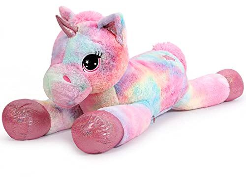 Sausudols Riesen Einhorn Plüschtier für Mädchen - 60 cm Großes Kuscheltier Hochwertiges Stofftier, Geschenk für Geburtstag, Weihnachten & Valentinstag Rosa