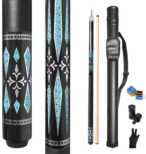 RAYNA GAMES Pool Queue, 58 Queue Sticks Pool Queues Satz, 11,5 mm Spitze Pool Cue Erwachsene Kanadischer Ahornholz Pool Cues für Professionelle Billardspieler-Blau