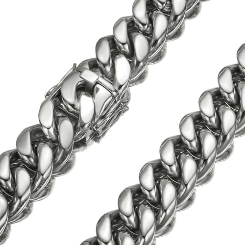 Beydodo Herren Kette 76CM Silber ohne Anhänger, Panzerkette Cuban 6MM Halskette Edelstahl Partnerkette für Charms