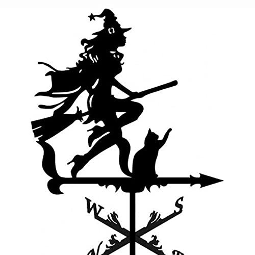 Generic Wind Schaufel, Katze Und Hexe Wetterfahne Metall Wetterfahne Mit Wind Schaufel Im Freien Halterung Wetter Schaufel Garten Hof Ornament