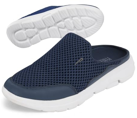 PERLETTI Ciabatte Sneakers Uomo Slip On Ultra Leggere Blu - Sandali Comfort Interno Esterno Comodi con Suola Rialzata Antiscivolo - Pantofole Traspiranti con Rete Quattro Stagioni (Blu Navy, 41)