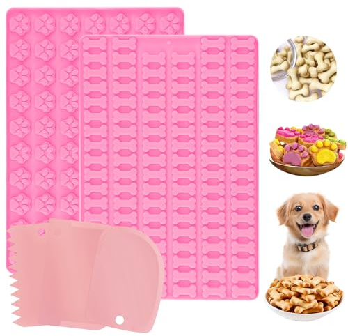 CTYUEYUN 2 Stück Backmatte Hundekekse mit 3 Teigschaber,Nicht Hundeknochen Silikonform Klebend Wiederverwendbar Fußabdruck Silikonform Silikon Backmatte Für Schokolade DIY Hundekuchen Gelee