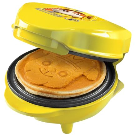 Paw Patrol Mini Waffeleisen, Waffeleisen mit Sonderplatte Rubble, Waffelgröße: Ø 10cm, ideale Größe für Kinder, für Geburtstage oder als Geschenk, offizielles Lizenzprodukt, Farbe: Gelb