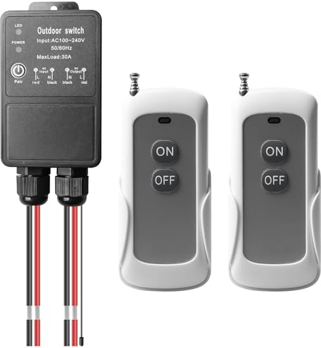Fernbedienung Schalter, 230V Funkschalter AC100V~240V 30A Relais Fernschalter, 300m Lange Range Funkschalter mit 2 Fernbedienung für Garagentore, Motorräder, Diebstahlalarm, Leitplanke, Rollentür