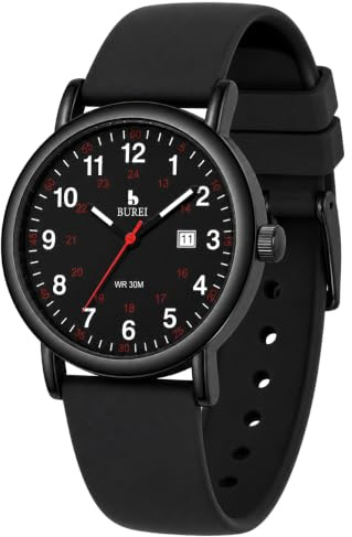 BUREI Damen-Armbanduhr mit 12/24h Militärzeit, wasserdicht, Leuchtend