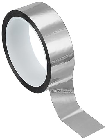 PATIKIL Cinta De Película De Poliéster Metalizada 30 Mm X 50 Metros Cinta Decorativa Metálica Plateado Brillante Cinta Adhesiva Espejo Para Detalles Pared Decorativa Moldura