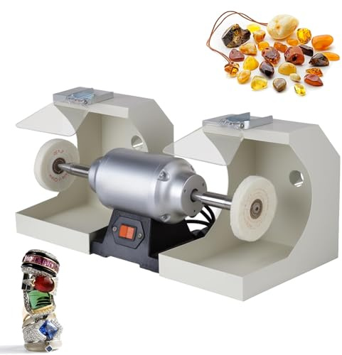 HPMCVE Dental Polishing Lathe Machine, 550W Dual Head Bench Buffing Grinder with 2 Cloth Wheels and Glass Baffles, Electric Jewelry Polisher, for Jewelry Making, Woodworking, Dental, Handmade DIY