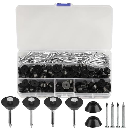 130 Pcs Clou Membrane Fondation, 3 x 30 mm Clous d'étanchéité pour Feuilles Alvéolées, Clous Protection Soubassement, Clou à Béton pour Plates-bandes Surélevées Membrane de Fondation