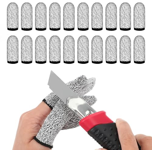 YBEATY 20 Pcs Cut Resistant Finger Cots Thumb Guards Sleeve Gloves Protector Reusable Fingertip for Kitchen Food Cutting Work Garden Sculpture Carving Grinding Stained Glass Breathable Non Slip