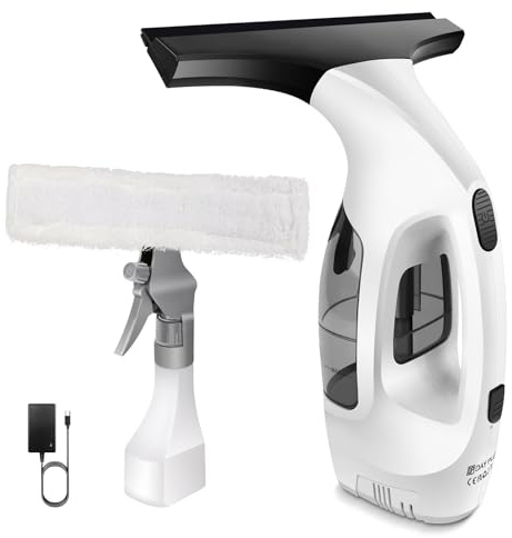 Cordless Window Vac, Electric Squeegee Handheld Window Vacuum Cleaner Set, Streak-Free Cleaning, 50 Minute Runtime, 150ml Water Tank & Spray Bottle, Suitable for Windows, Tiles, Mirrors, Showers, Car