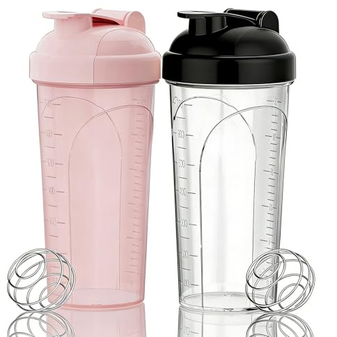 PZMLOASN 2 Stück Protein Shaker 800ML | protein bottle Leak-proof, BPA-free | eiweiß shaker mit Edelstahl Mixball