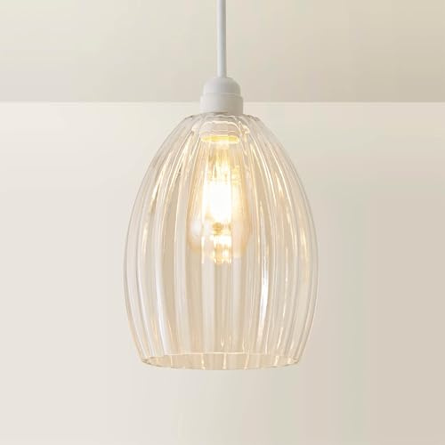 ValueLights | Cheltenham Clear Ribbed Glass Dome Easy Fit Lamp Shade | Shades, Home Décor & Improvement Essential