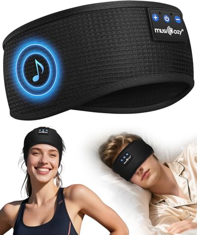 MUSICOZY Sleep Headphones Headband for Side Sleepers Bluetooth 5.4 | Comfortable Headband Headphones With Ultra-Thin Speakers. Perfect For Light/Hot Sleepers, Sport, Travel, Nap & Relaxation