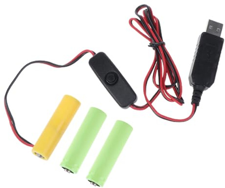 Maxtonser Convertisseur de puissance USB - Fausse batterie - Éliminateur de câble - Cordon de remplacement de 3 piles AA LR6 de 1,5 V pour lampe LED jouet électronique