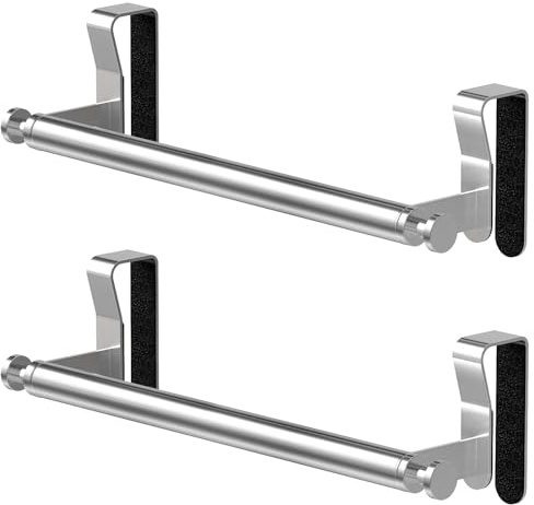 STWWO Brushed Over Cabinet Towel Holder for Kitchen Cabinet Doors, 2 Pack