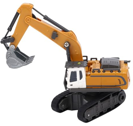 Vroomoto Mini RC Excavator, 1/64 Scale 2.4GHz Mini Remote Control Alloy Construction Vehicle, App Controlled Excavator Model with Light and Music