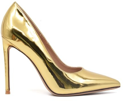 GENSHUO stiletto högklackade, 12 cm/4,72 tum dam pumps party high heels sexig basic skor dam slutna aftonskor lack/mocka, 35EU-40 EU