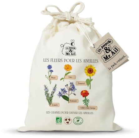 Dr. Jonquille & Mr. Ail Assortiment de Graines Bio, Les Fleurs Pour les Abeilles, 100% Sans Plastique, France