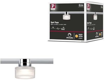 Paulmann 95502 URail LED Schienenspot Topa Dot Einzelspot 350lm 4,9W 2700K dimmbar 230V Chrom, Klar, Satin Schienensystem