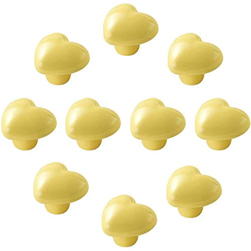 FBSHOP(TM) 10er-Set, Keramik-Herz-Möbelknöpfe, Schubladengriffe, Keramik knöpfe in Herzform für Schränke, Kinderkommode, Küchenschränke und Schränke