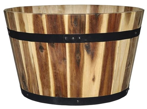 Classic Home & Garden 16 Whiskey Barrel Planter, Acacia
