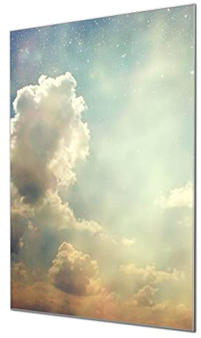 banjado Glas Magnetwand 40x60 mit Waldmotiv für Notizen, beschreibbar | Natürliches Magnetboard für Alltag und Planung, mit Motiv Himmel Vintage aus Wald und Natur