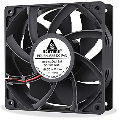 GDSTIME 120mm 24V Fan 2 Pin 120 x 38mm Computer Fan 12038 | Dual Ball Bearing 4500 RPM 179.2 CFM for PC PSU Cabinet Inverter Server Workstation
