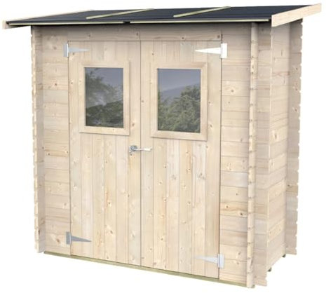 Casetta in legno 2x1 m Addossata Jack Per Attrezzi con porta doppia finestrata 198x98 cm