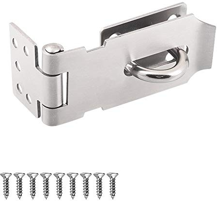 Heavy Duty Stainless Steel Padlock Hasp and Staple Security - 4 Inch Hinge Latch for Shed, Door, Cupboard, Cabinet - Silver Gate Lock for Internal External Use