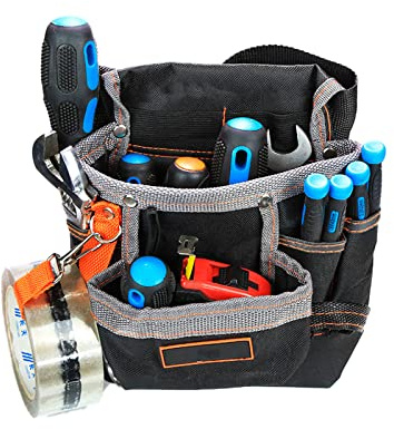Attrezzi da giardinaggio cintura 7 tasche portautensili da cintura per attrezzi da giardino grembiule, chiavi, martelli, cacciaviti, si adatta alla maggior parte degli strumenti a manico (nero)