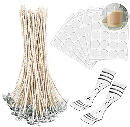 KOOLPUG Kerzendocht, Kerzendochte für Kerzen, 120 Stück Dochte für Kerzen, Kerzendocht Set, Dochte für Kerzen mit 2 Kerzendocht Halter, Kerzendochte Soja(20cm)