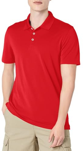 Amazon Essentials Men's Golf Polo Shirt, Short Sleeve, Slim-Fit, Quick-Dry, Cherry Red, M