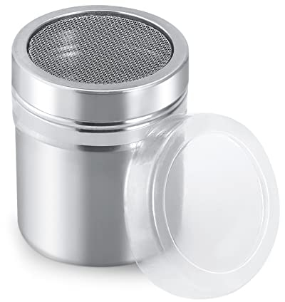 Cyrank Spargi Zucchero in Acciaio Inossidabile,Spargi Cacao in Polvere con Coperchio,Dispenser Spargi Cacao,Agitatori per Sale e Pepe Spargi Cioccolato per Caffè al Cioccolato Dosatore Zucchero