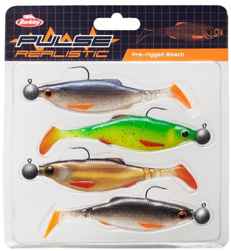 Berkley Pulse Realistic Roach Prerigged Softbait Shad mit Jigkopf – Ultra realistische Form und Action zum Raubfischangeln – Hecht, Zander, Barsch