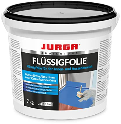 JURGA Flüssigfolie (Blau, 7KG ≈5,8m²) Bad & Dusche - Dichtfolie Außenbereich & Innen, Abdichtung Badezimmer, Lösemittelfrei