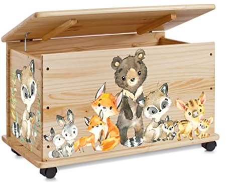 Farbklecks-Collection Spielzeugkiste Waldgang - Spielzeugkiste Holzkiste Kinderzimmer Deko personalisierbar