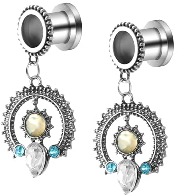 Bishilin Tunnel Piercing 30MM, Plugs Ohrringe Damen Hängend Sonne mit Zirkonia Ohrringe Tunnel Ohr Expander Set